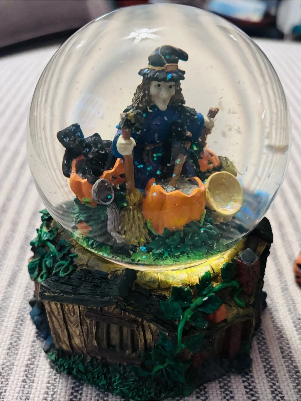 Halloween Ghost & Witch Snow Globe Pair - Festive Orange, White, Black